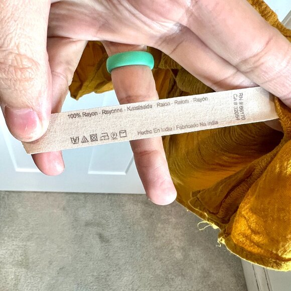 Free People Endless Summer See Ya There Mini Dress Mustard Yellow Boho Gauzy L - Picture 4 of 6